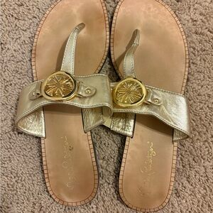 Lilly Pulitzer Gold Leather Sandals